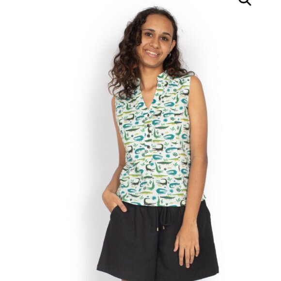 OM (Australian Brand) playful croc top. Sleeveless size 12/ Zoe top - Picture 12 of 14